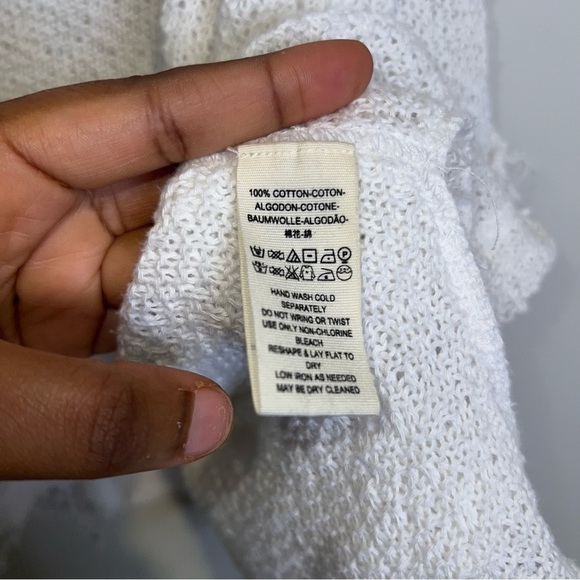 Free People - We the Free White Cowl Neck Oversized Knit Short Sleeve Sweater - Picture 6 of 7